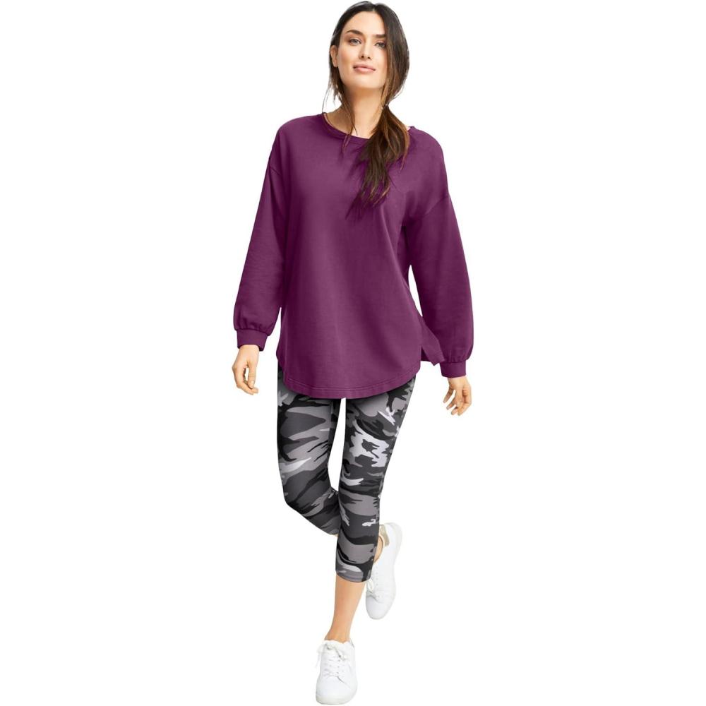 image:imageellos Plus Size Cotton Spandex Capri Length LeggingsBlack White Camouflage