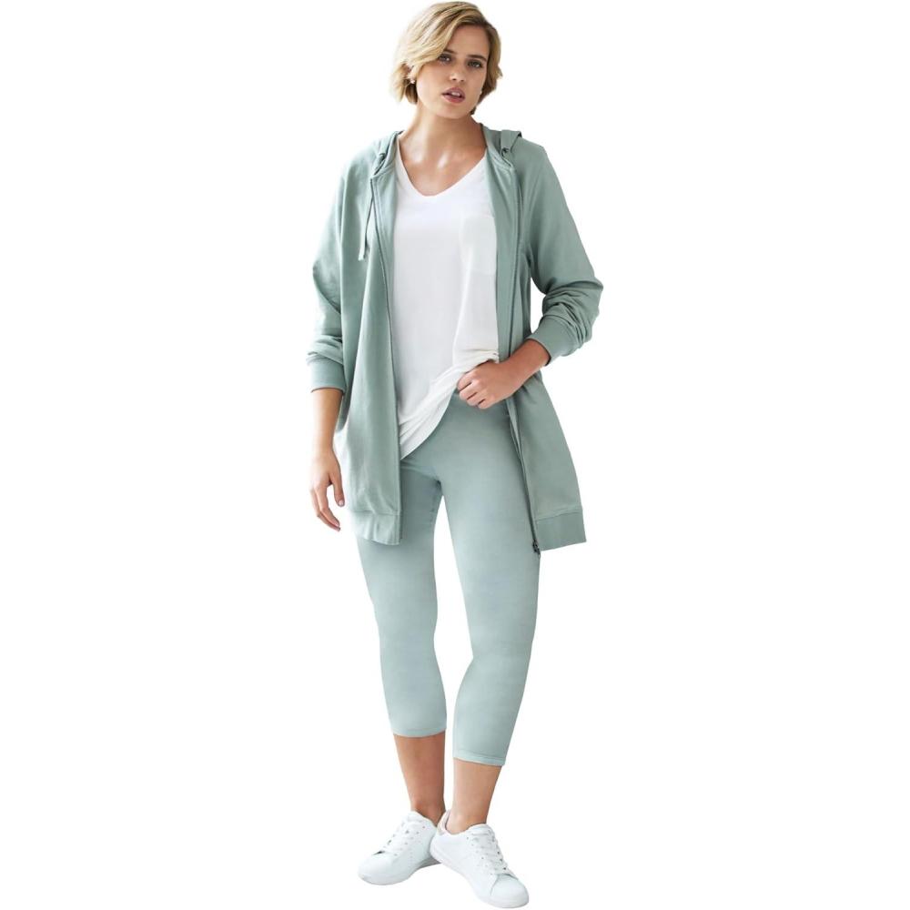 image:imageellos Plus Size Cotton Spandex Capri Length LeggingsGrey Spruce