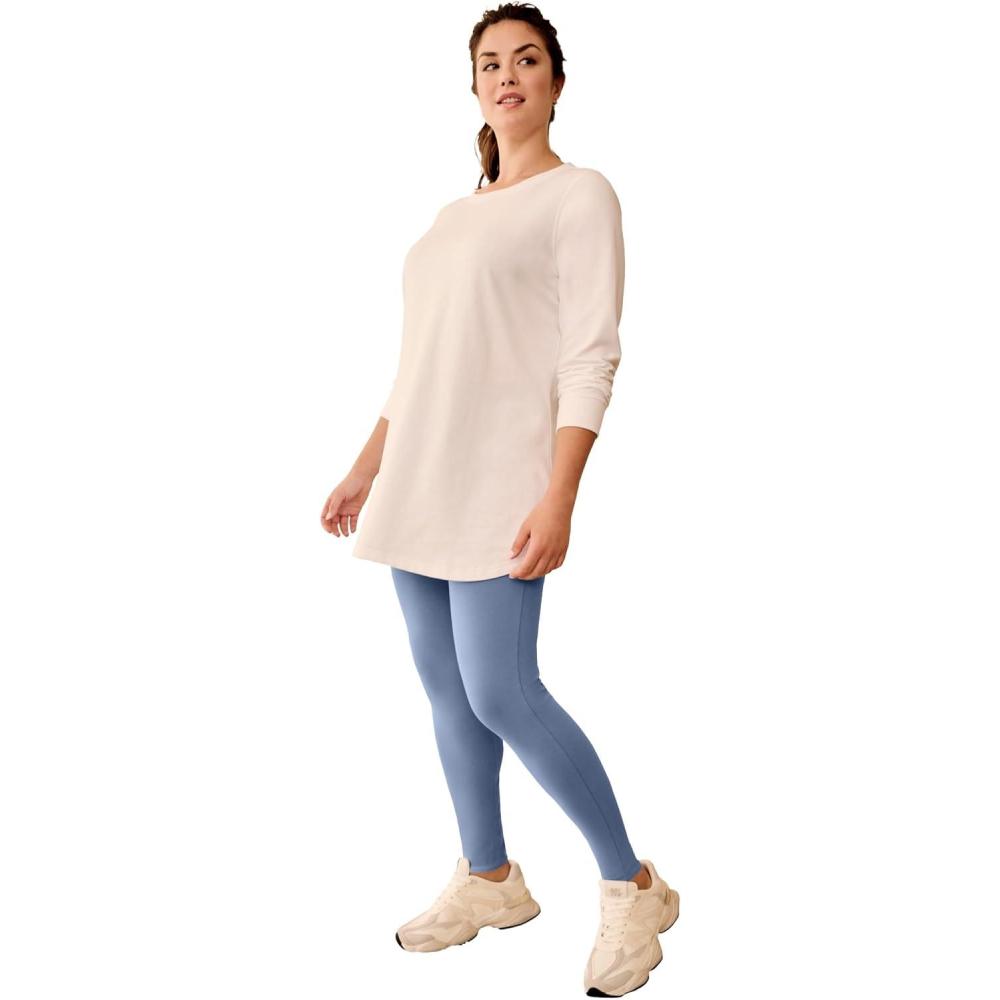 image:imageellos Plus Size Cotton Spandex Capri Length LeggingsPale Indigo