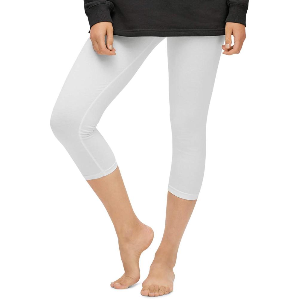 image:imageellos Plus Size Cotton Spandex Capri Length LeggingsWhite