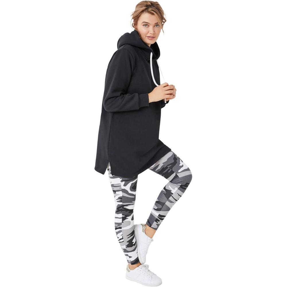image:imageellos Plus Size Cotton Spandex Full Length LeggingsBlack White Camouflage