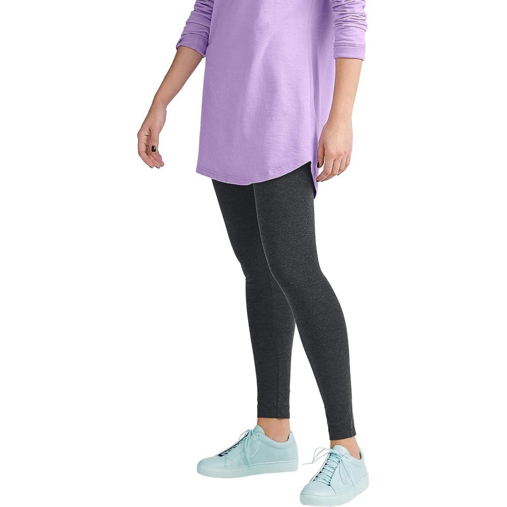 image:imageellos Plus Size Cotton Spandex Full Length LeggingsHeather Charcoal