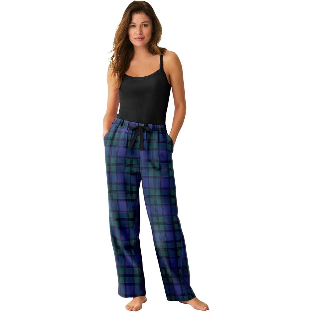 image:imageellos Plus Size Flannel Sleep Pant With Drawstring WaistBlack Watch Plaid