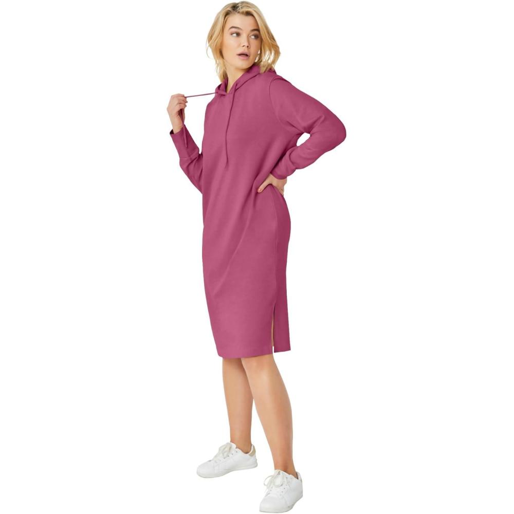 image:imageellos Plus Size French Terry Hooded Sweatshirt DressCherry Glow