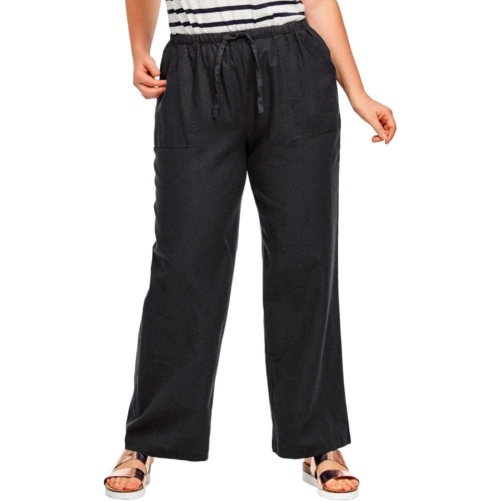 image:imageellos Plus Size LinenBlend Drawstring PantsBlack