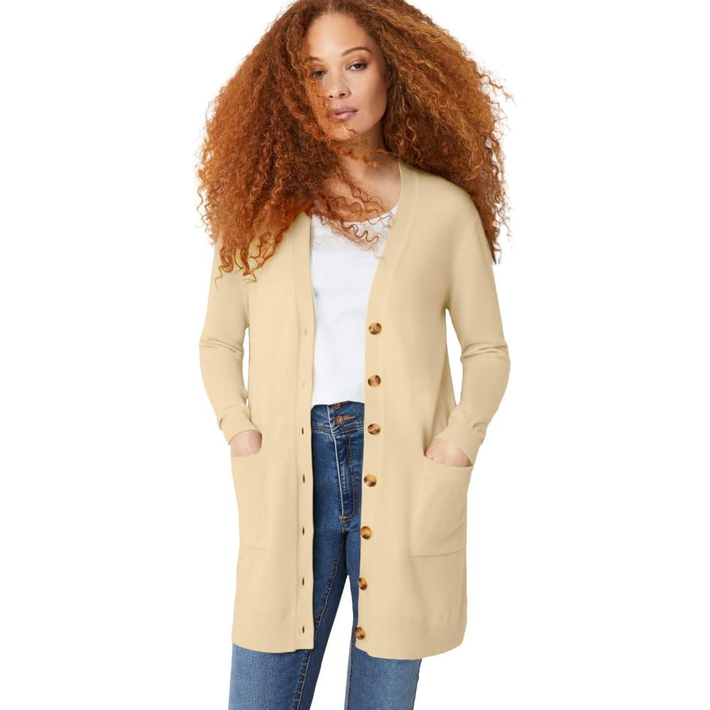 image:imageellos Plus Size Long Button Front CardiganSoft Butter
