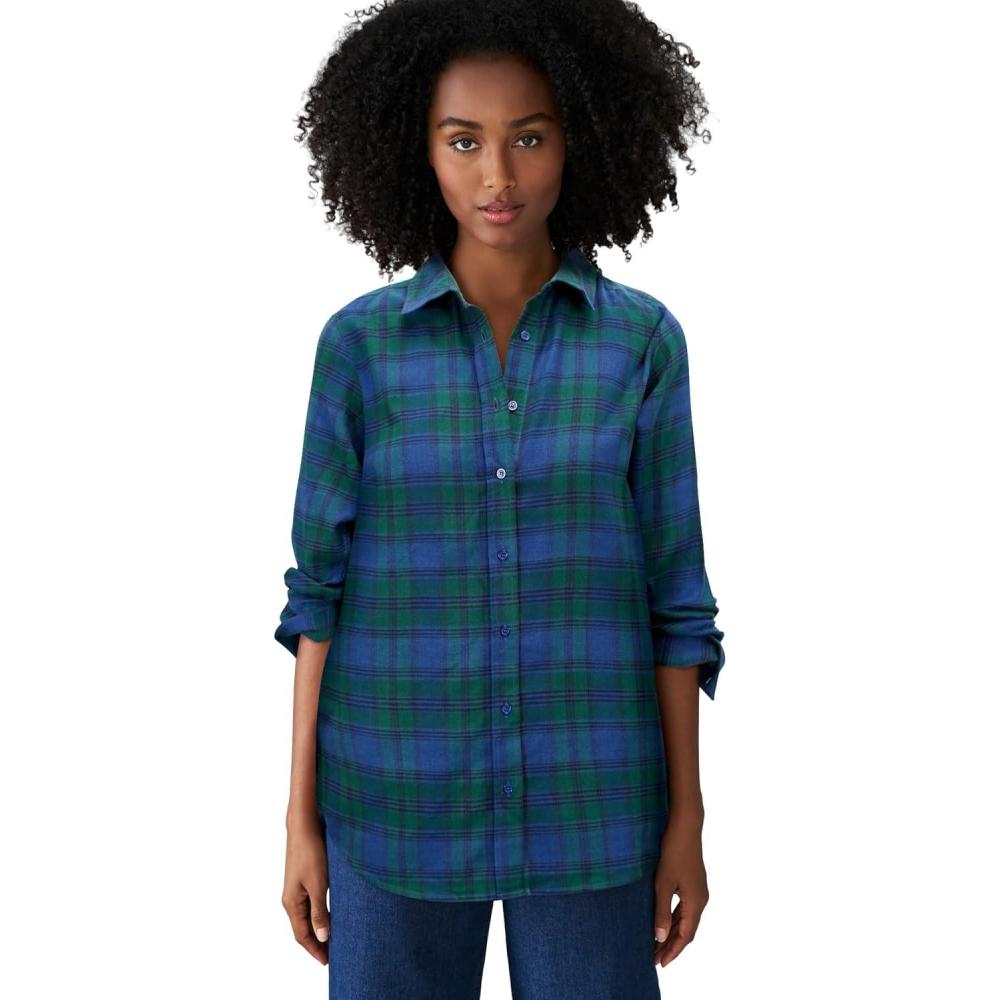 image:imageellos Plus Size Plaid Flannel ShirtBlack Watch Plaid