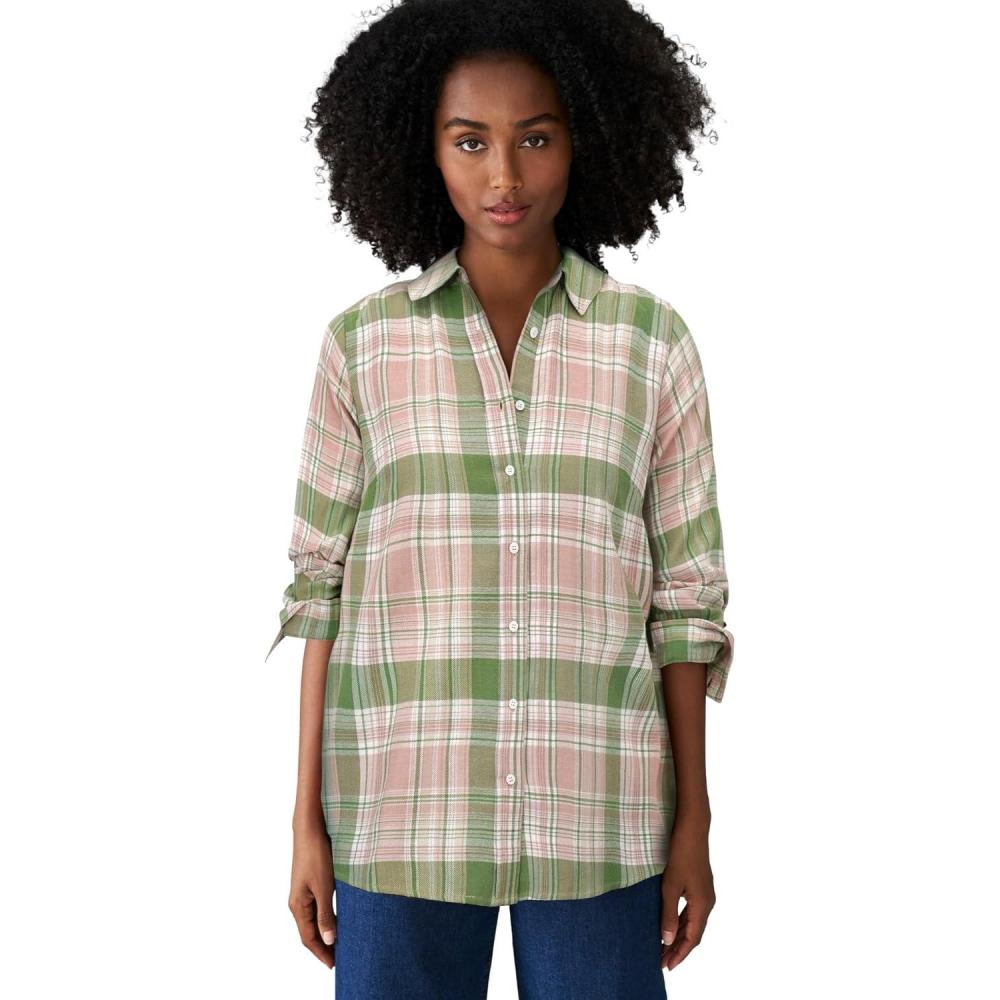 image:imageellos Plus Size Plaid Flannel ShirtOlive Blush Plaid