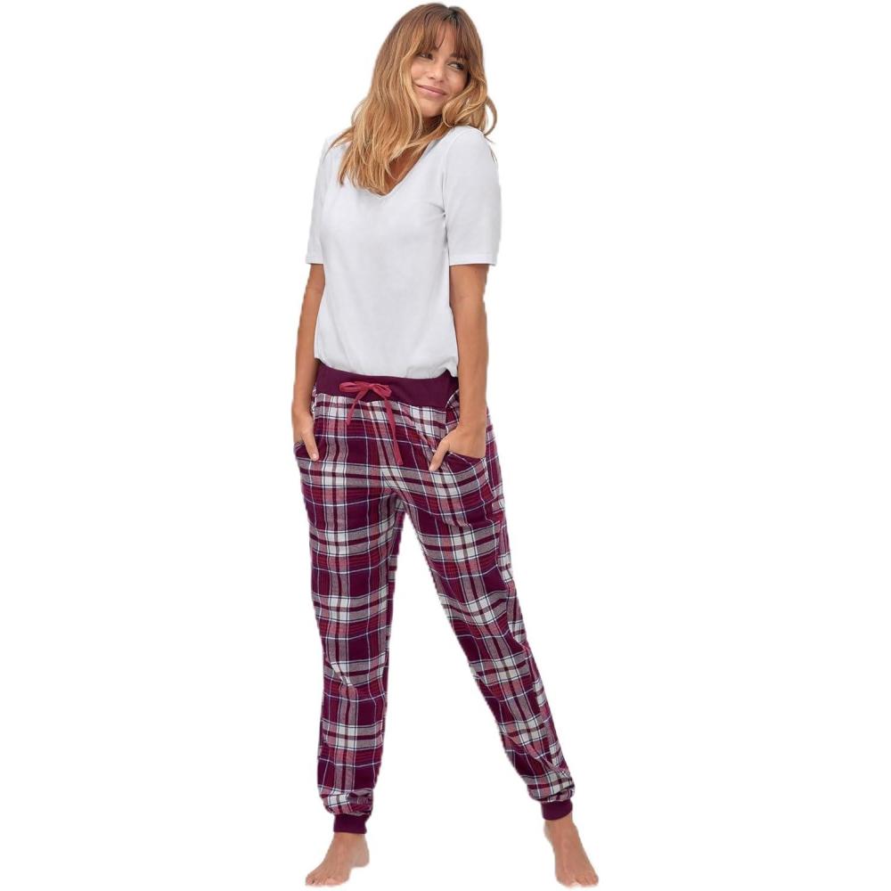image:imageellos Plus Size Plaid Flannel Sleep PantsMidnight Berry Plaid