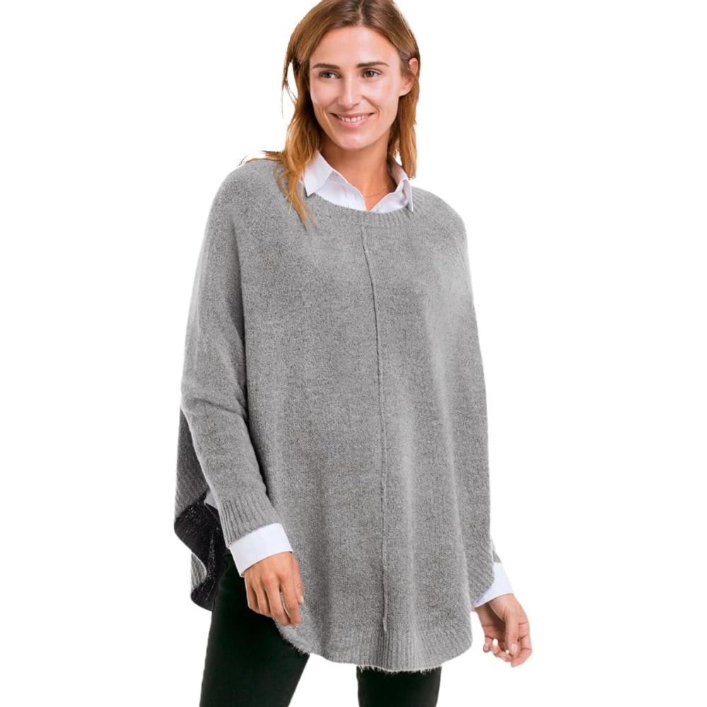 image:imageellos Plus Size Poncho SweaterMedium Heather Grey