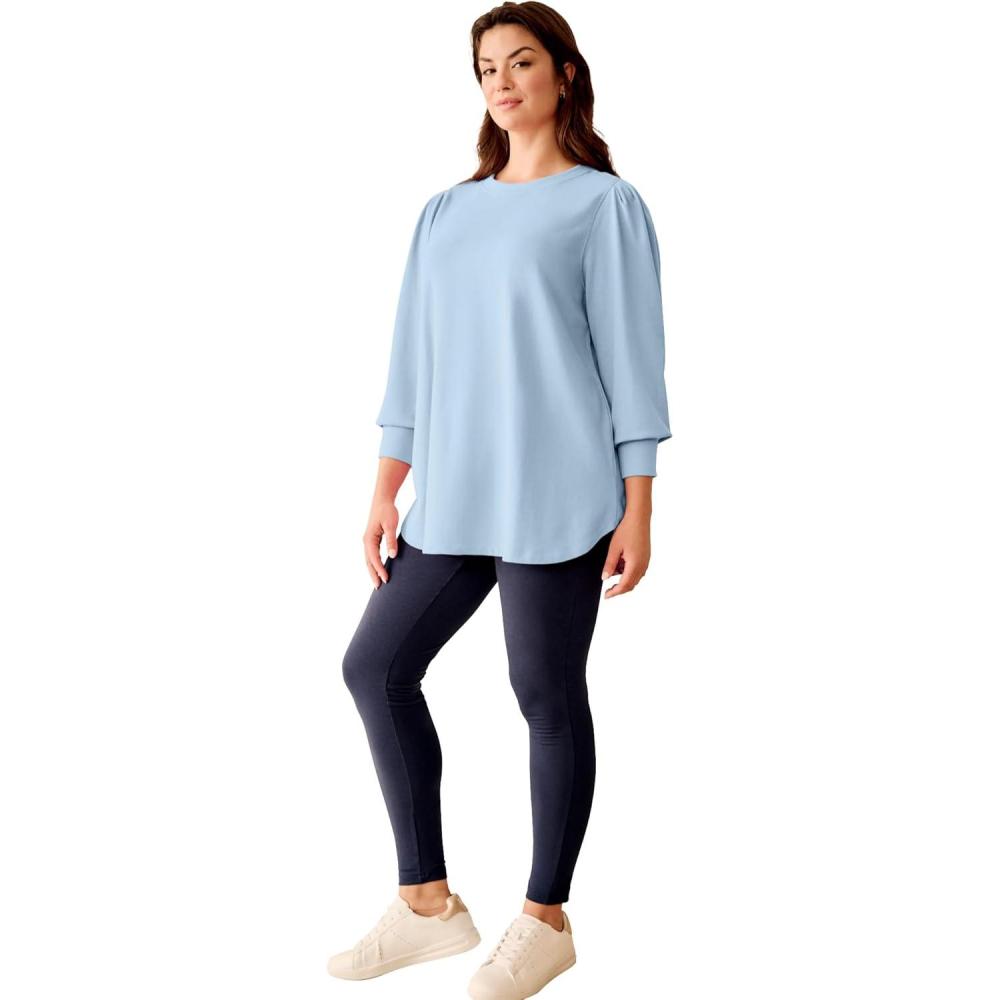 image:imageellos Plus Size Sleeve Sweatshirt TunicBlue Lake