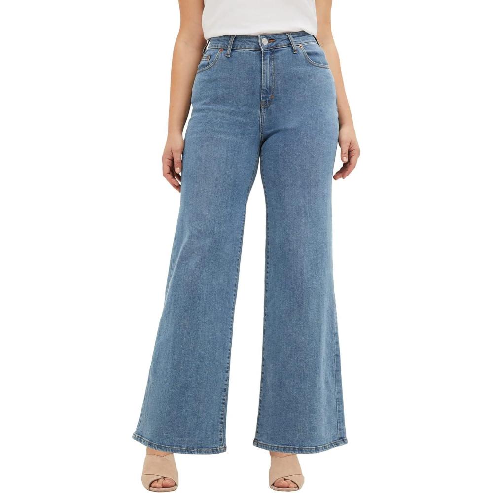 image:imageellos Plus Size Stretch HighWaist Wide Leg JeansMedium Stonewash