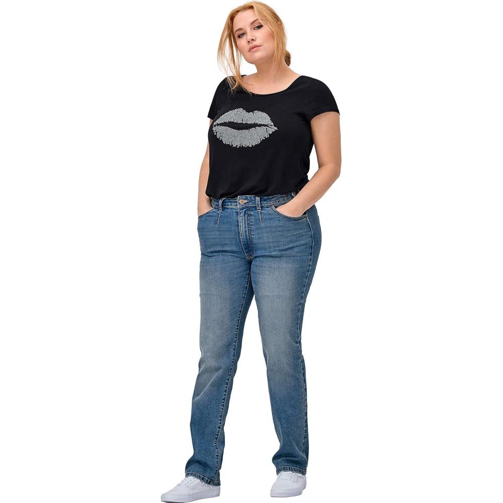 image:imageellos Plus Size Stretch MidRise Adjustable Waist Straight JeanLight Stonewash