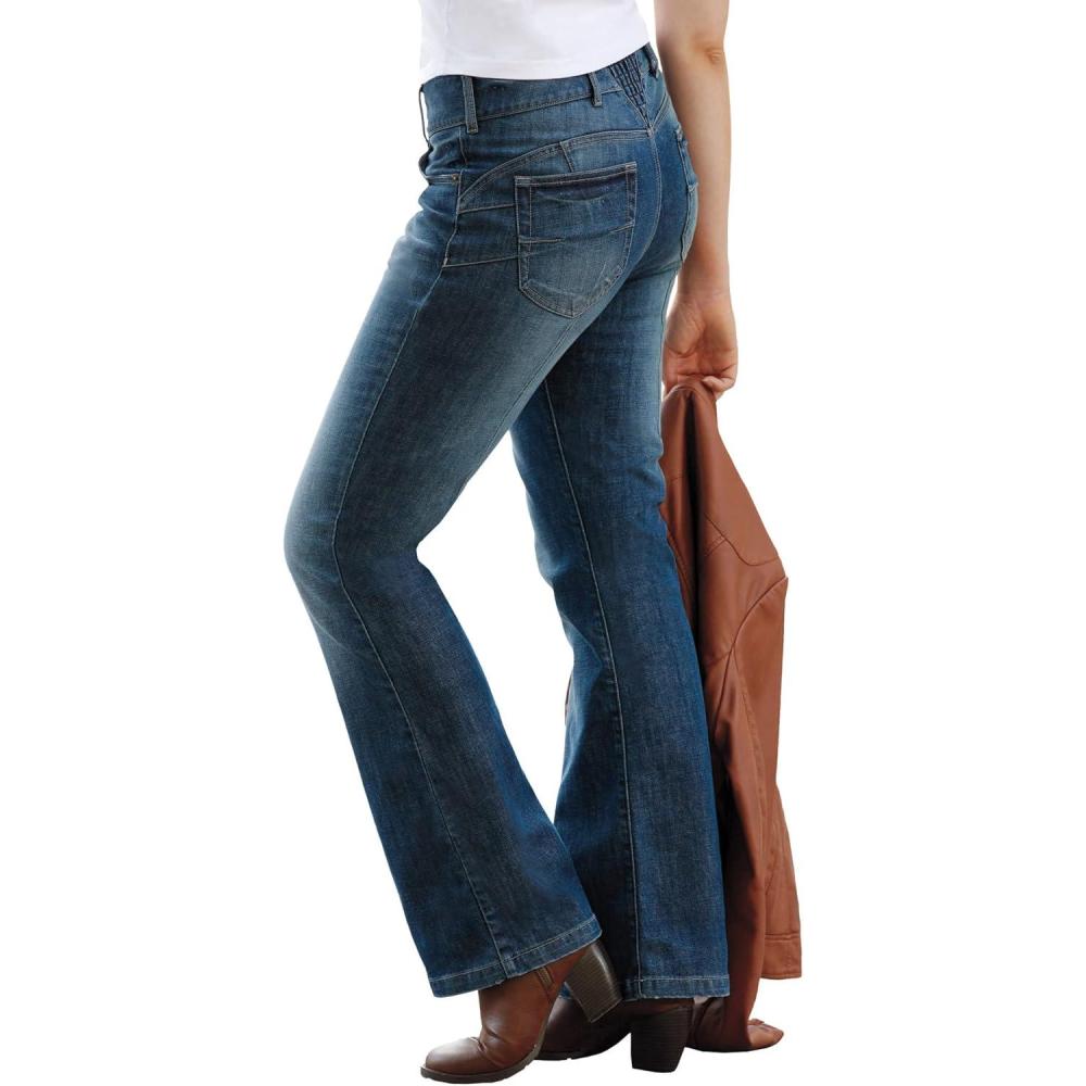 image:imageellos Plus Size Stretch MidRise Back Elastic Bootcut JeansMedium Stonewash