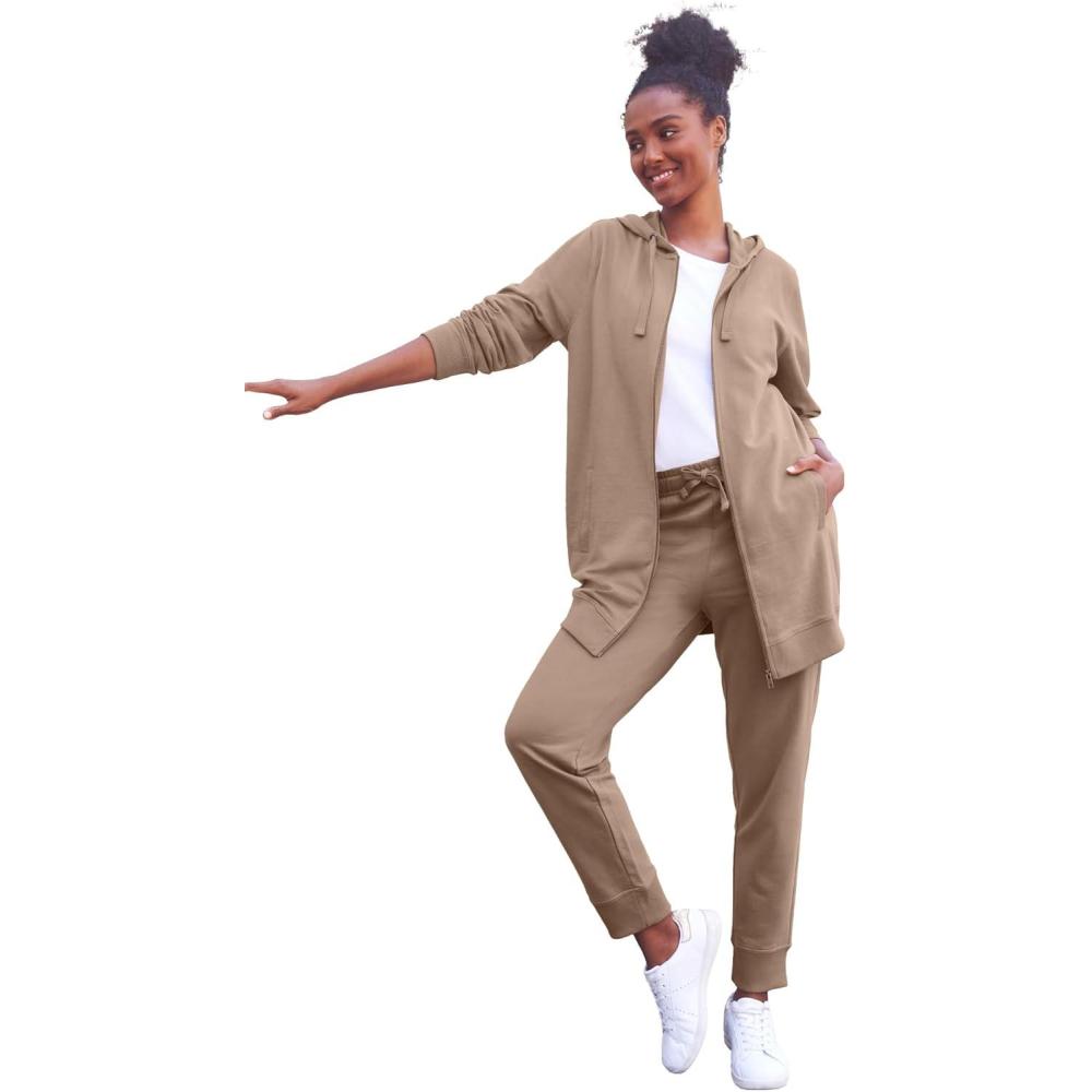 image:imageellos Plus Size Studio French Terry Drawstring Elastic Waistband JoggerDark Taupe
