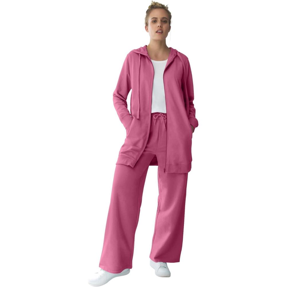 image:imageellos Plus Size Wide Leg French Terry SweatpantCherry Glow