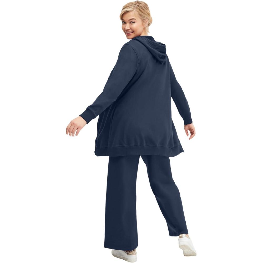 image:imageellos Plus Size Wide Leg French Terry SweatpantNavy