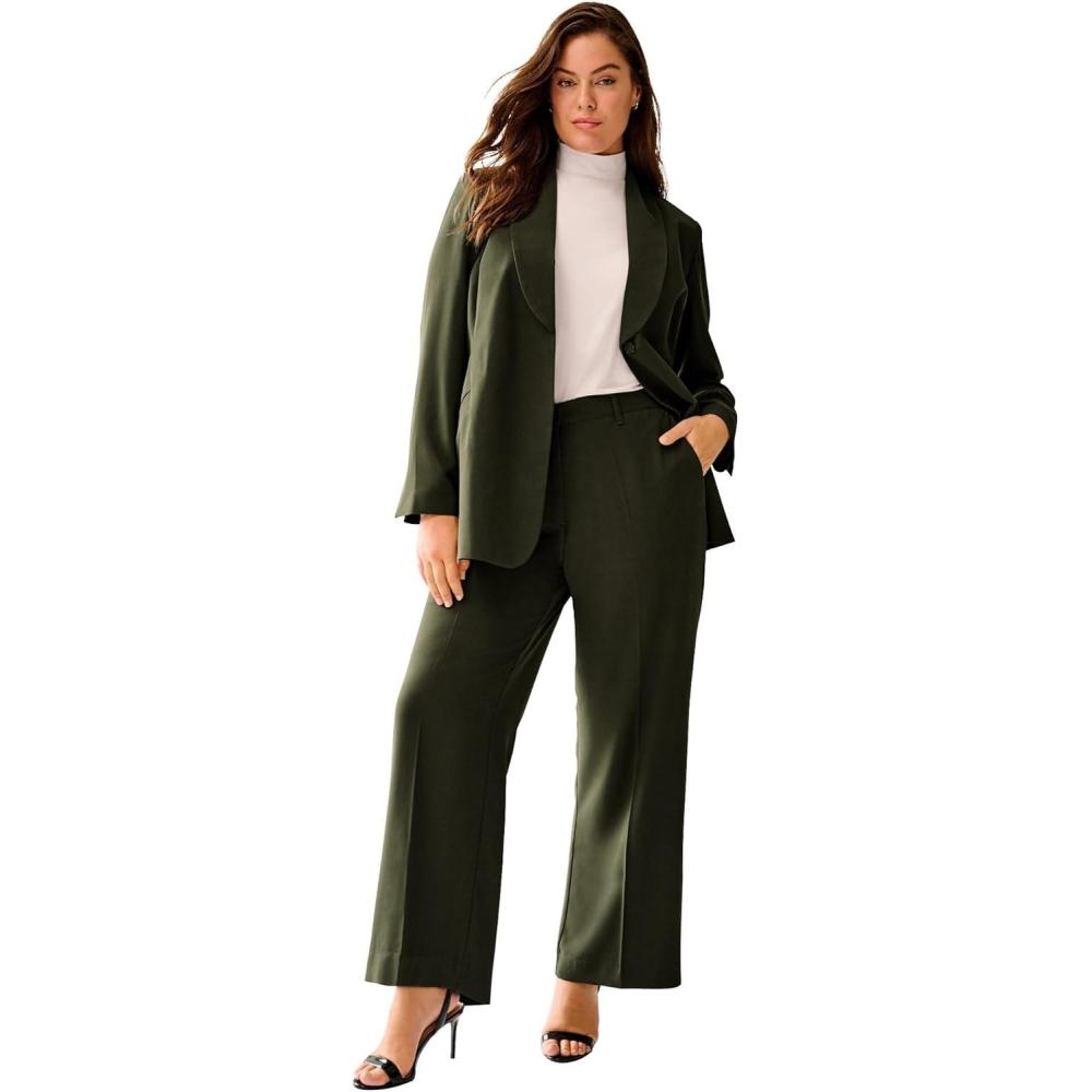 image:imageellos Plus Size Woven Wide Leg PantsDeep Olive