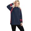 image:imageEllos Plus Size Side Stripe Mockneck SweaterNavy