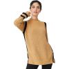 image:imageEllos Plus Size Side Stripe Mockneck SweaterSoft Camel