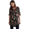 image:imageEllos Plus Size TieSleeve Scoop Neck TunicBlack Floral Print