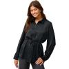 image:imageellos Plus Size Button Front Satin Tunic with Self BeltBlack