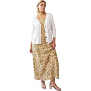 Ellos Plus Size Boxy Cardigan(White)