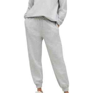 Ellos Plus Size Drawstring Waist Fleece Sweatpants(Heather Grey)