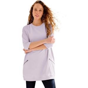 Ellos Plus Size French Terry Zip Pocket Tunic(Lilac Smoke)
