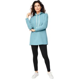 Ellos Plus Size Hooded Sweatshirt Tunic(Aqua Sky)