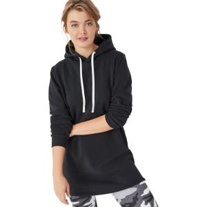 Ellos Plus Size Hooded Sweatshirt Tunic(Black)