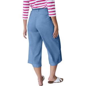 Ellos Plus Size Lightweight Wide-Leg Crop Mid-Rise Jeans(Medium Stonewash)