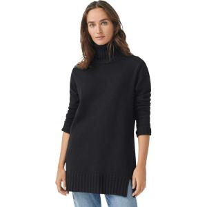 Ellos Plus Size Ribbed Turtleneck Tunic Sweater(Black)