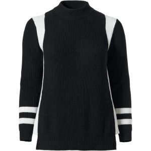Ellos Plus Size Side Stripe Mockneck Sweater(Black)