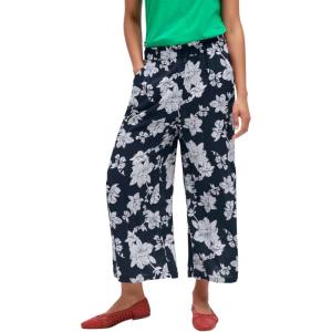 Ellos Plus Size Wide-Leg Crop Pants(Navy Floral)