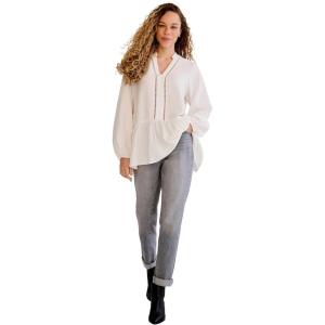 ellos Comfortable Women’s Plus Size Boyfriend Jeans Stretch Denim Mid-Rise(Grey Wash)
