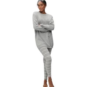 ellos Plus Size 2-Piece Tunic & Legging PJ Set(Heather Grey White Stripe)