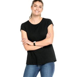 ellos Plus Size Cotton Jersey Slub Cap Sleeve Trapeze Tee(Black)