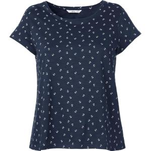 ellos Plus Size Cotton Jersey Slub Cap Sleeve Trapeze Tee(Navy Anchor)