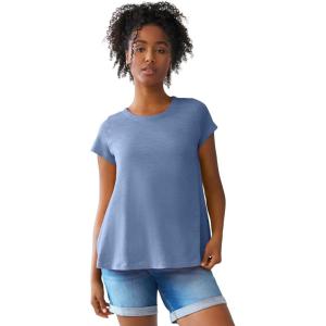 ellos Plus Size Cotton Jersey Slub Cap Sleeve Trapeze Tee(Pale Indigo)