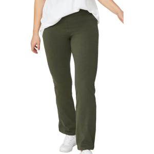 ellos Plus Size Cotton Spandex Bootcut Leggings(Deep Olive)