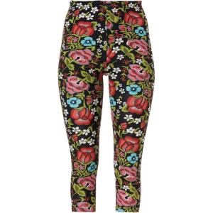 ellos Plus Size Cotton Spandex Capri Length Leggings(Black Multi Floral Print)