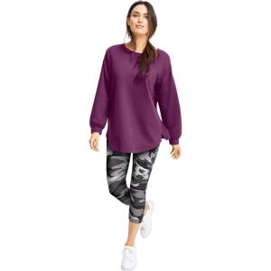 ellos Plus Size Cotton Spandex Capri Length Leggings(Black White Camouflage)