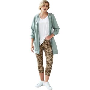 ellos Plus Size Cotton Spandex Capri Length Leggings(Classic Leopard)