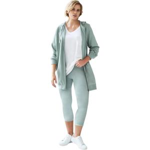ellos Plus Size Cotton Spandex Capri Length Leggings(Grey Spruce)