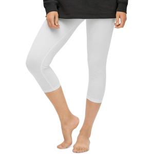 ellos Plus Size Cotton Spandex Capri Length Leggings(White)