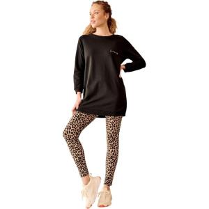 ellos Plus Size Cotton Spandex Full Length Leggings(Classic Leopard)