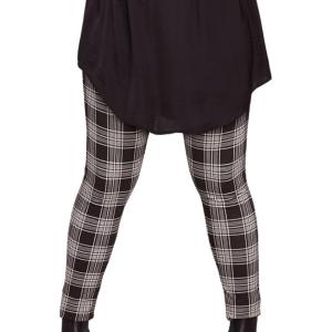 ellos Plus Size Cotton Spandex Full Length Leggings(Plaid)