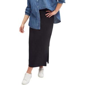 ellos Plus Size Cotton Spandex Pull On A Line Maxi Skirt(Black)