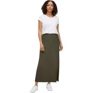 ellos Plus Size Cotton Spandex Pull On A Line Maxi Skirt(Deep Olive)